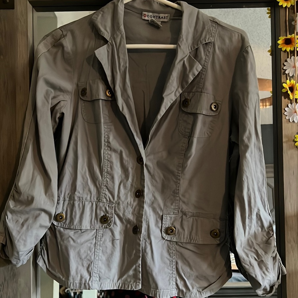 Contrast elbow long light jacket